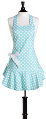 Aqua & Cream Polka Dot Josephine Apron